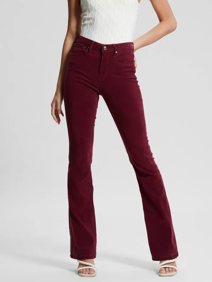 Women Jeans and Denim GUESS Eco Sexy Flare Velvet Pants Mystic Wine
