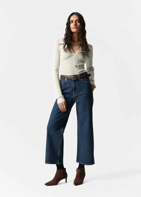 Women Jeans and Other Stories Cropped WideLeg Jeans Mid Blue