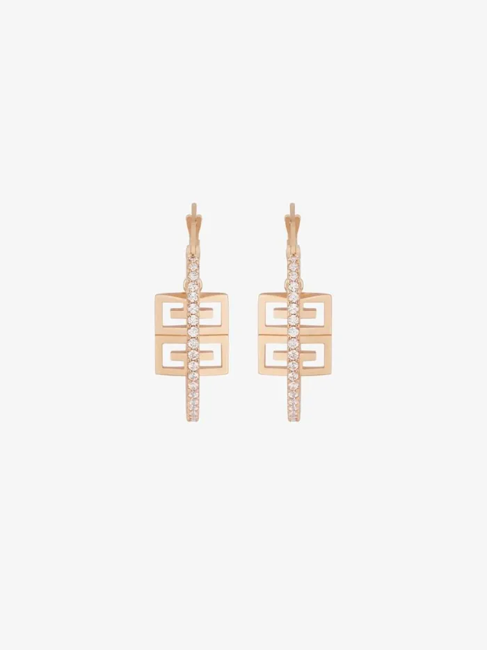 Women Jewelry Givenchy 4G Earrings In Metal With Crystals Rose Golden