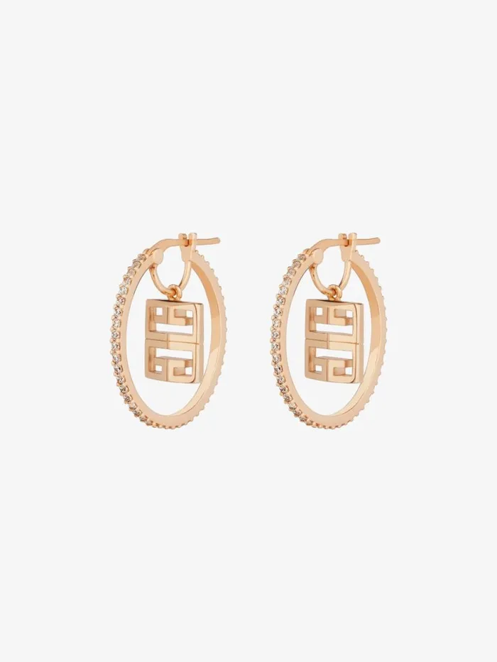 Women Jewelry Givenchy 4G Earrings In Metal With Crystals Rose Golden Women Jewelry Givenchy 4G Earrings In Metal With Crystals Rose Golden