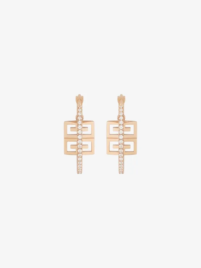 Women Jewelry Givenchy 4G Earrings In Metal With Crystals Rose Golden Women Jewelry Givenchy 4G Earrings In Metal With Crystals Rose Golden