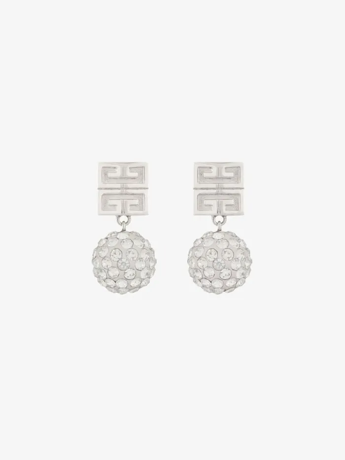 Women Jewelry Givenchy 4G Earrings In Metal With Crystals Silvery