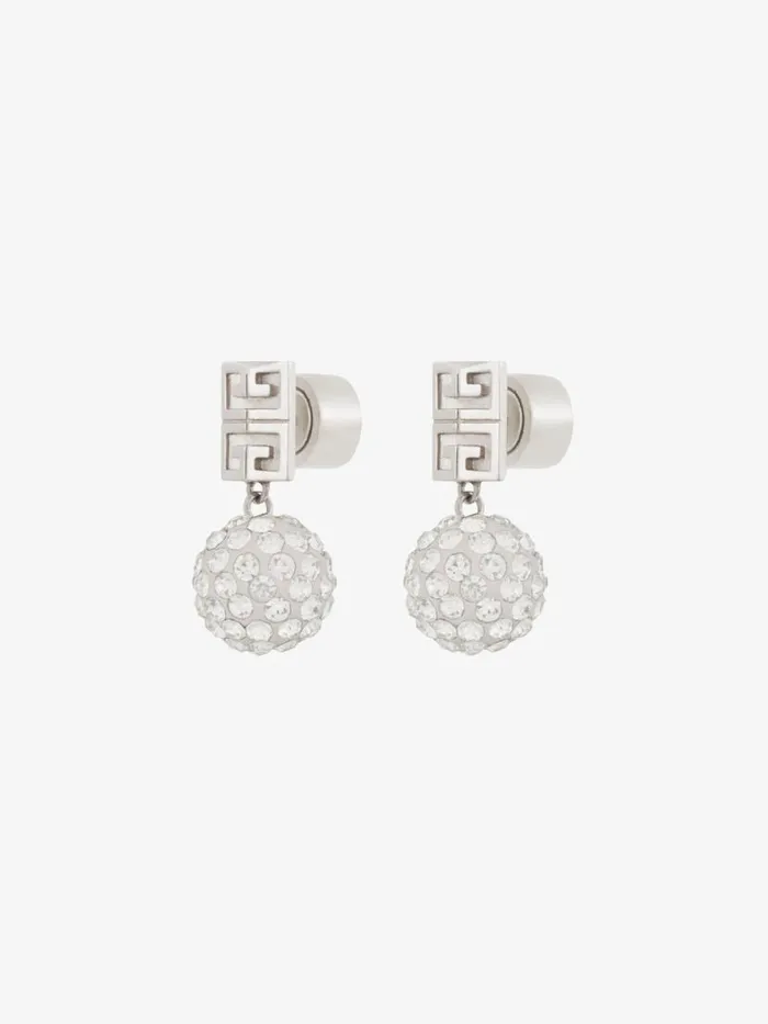 Women Jewelry Givenchy 4G Earrings In Metal With Crystals Silvery Women Jewelry Givenchy 4G Earrings In Metal With Crystals Silvery