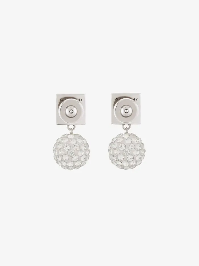 Women Jewelry Givenchy 4G Earrings In Metal With Crystals Silvery Women Jewelry Givenchy 4G Earrings In Metal With Crystals Silvery