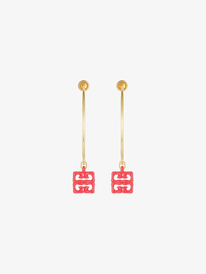 Women Jewelry Givenchy 4G Liquid Earrings In Metal And Resin Coral