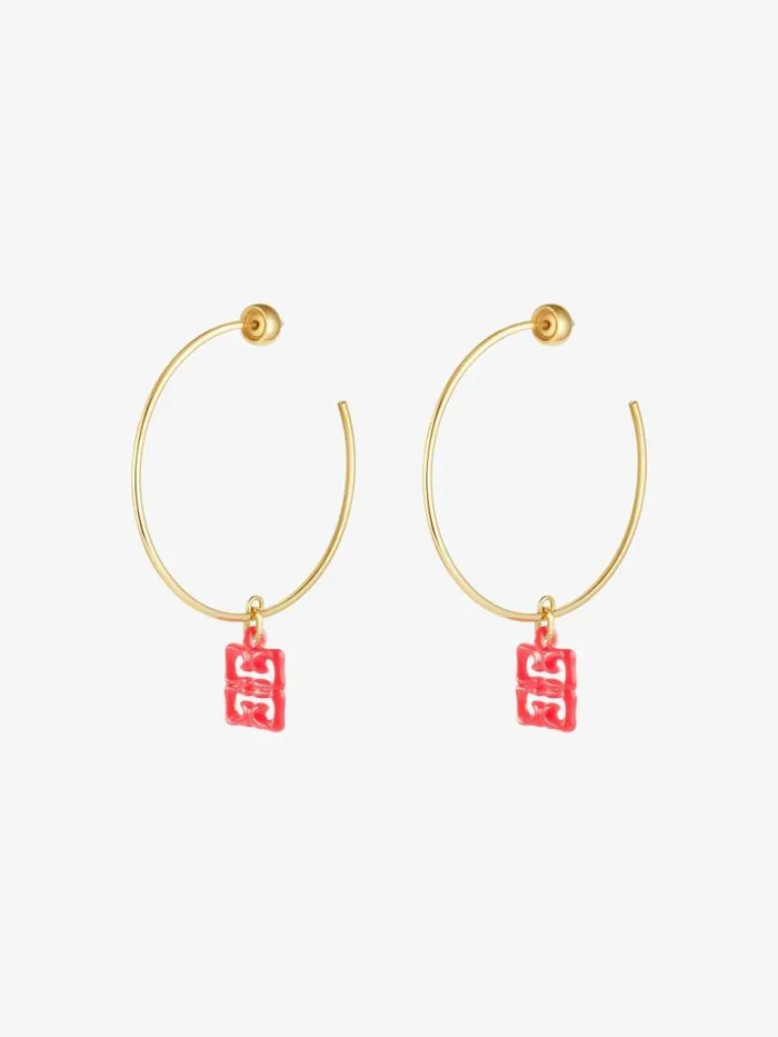 Women Jewelry Givenchy 4G Liquid Earrings In Metal And Resin Coral Women Jewelry Givenchy 4G Liquid Earrings In Metal And Resin Coral