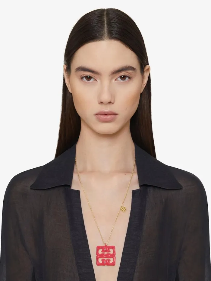 Women Jewelry Givenchy 4G Liquid Necklace In Metal And Resin Coral Women Jewelry Givenchy 4G Liquid Necklace In Metal And Resin Coral
