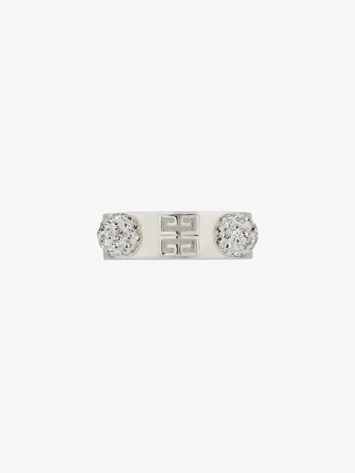 Women Jewelry Givenchy 4G Ring In Metal With Crystals Silvery