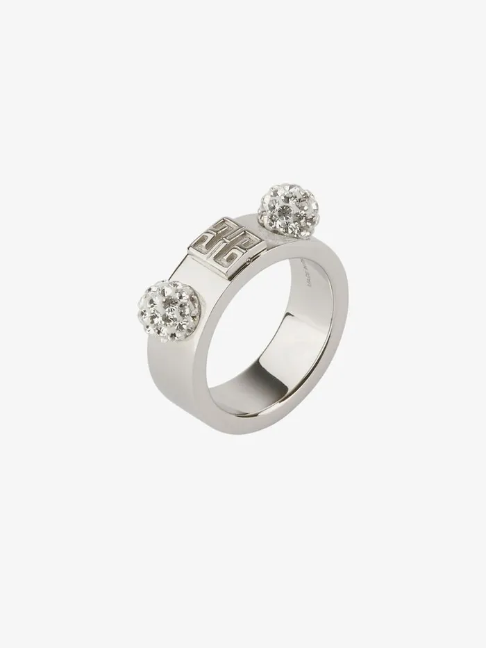 Women Jewelry Givenchy 4G Ring In Metal With Crystals Silvery Women Jewelry Givenchy 4G Ring In Metal With Crystals Silvery