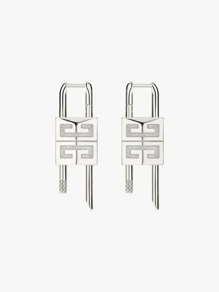 Women Jewelry Givenchy Lock Earrings In Metal Silvery