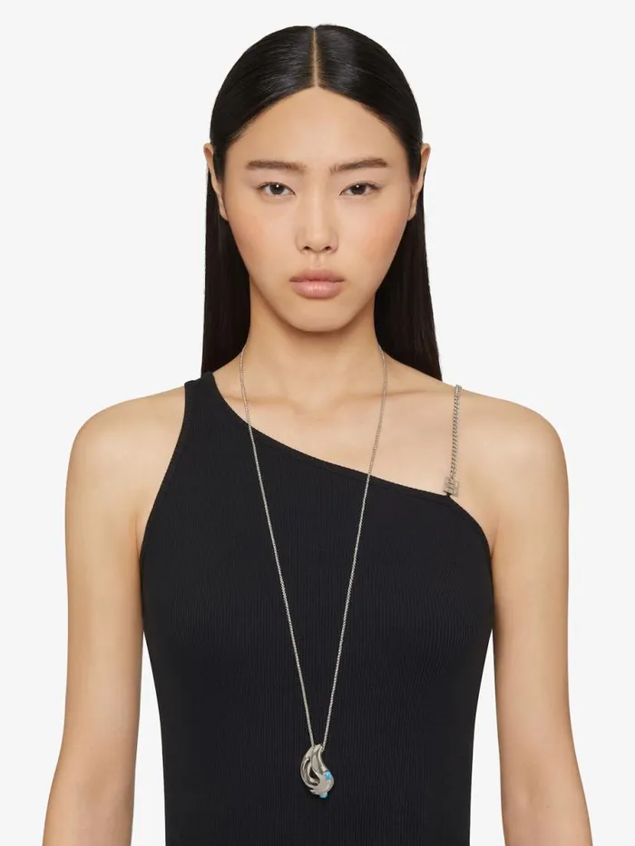 Women Jewelry Givenchy Organic Necklace In Metal And Resin Turquoise