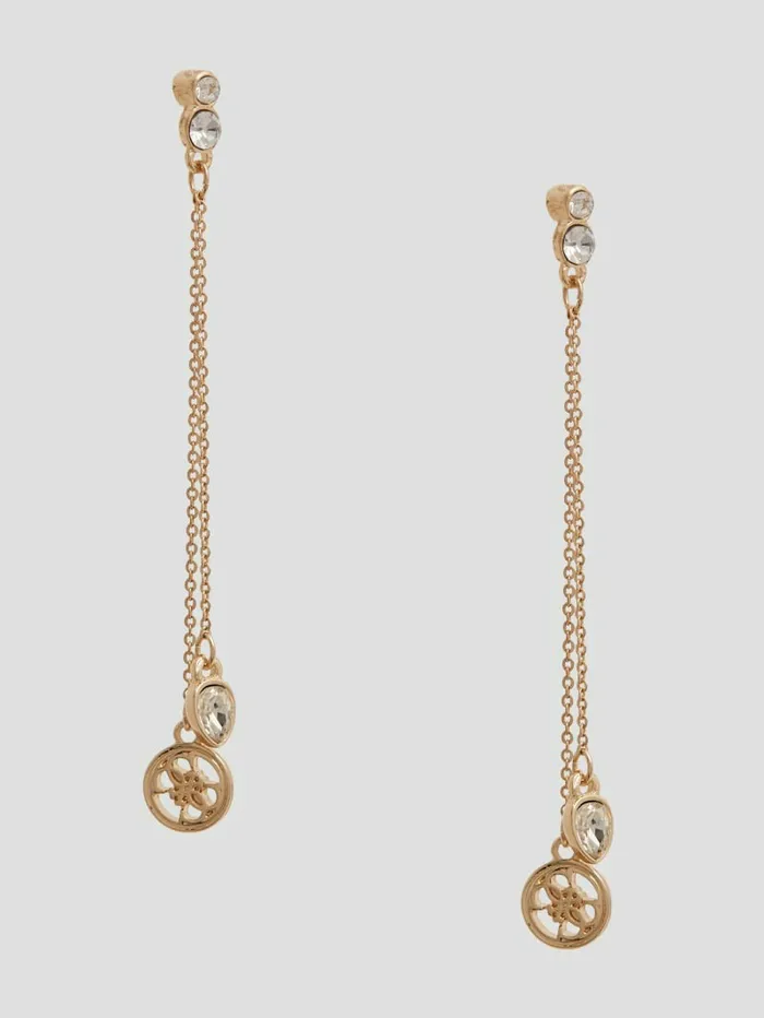 Women Jewelry GUESS GoldTone Linear Crystal and Logo Earrings Gold