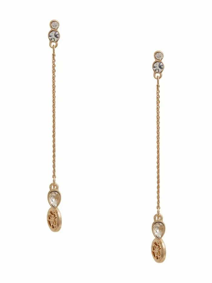 Women Jewelry GUESS GoldTone Linear Crystal and Logo Earrings Gold Women Jewelry GUESS GoldTone Linear Crystal and Logo Earrings Gold