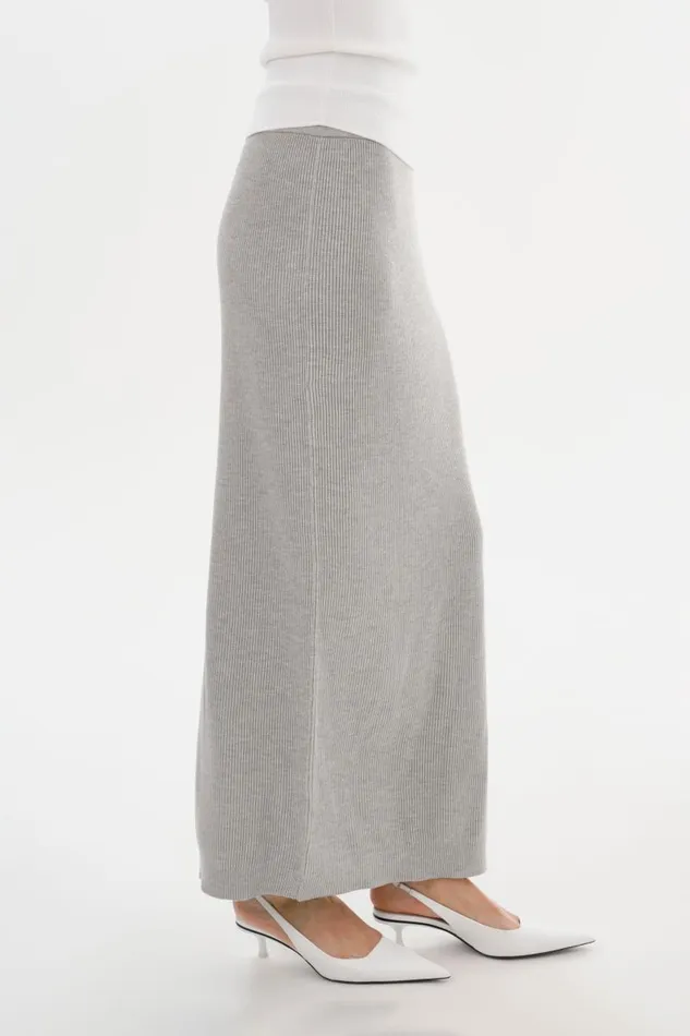 Women JILLIAN Knit Midi Skirt Light Heather Grey LAMARQUE Skirts Women JILLIAN Knit Midi Skirt Light Heather Grey LAMARQUE Skirts