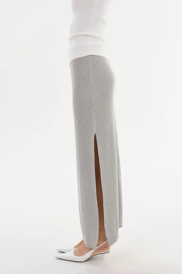 Women JILLIAN Knit Midi Skirt Light Heather Grey LAMARQUE Skirts Women JILLIAN Knit Midi Skirt Light Heather Grey LAMARQUE Skirts