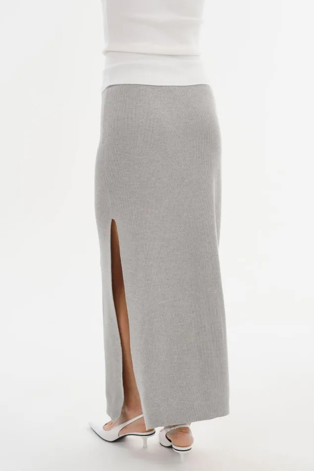 Women JILLIAN Knit Midi Skirt Light Heather Grey LAMARQUE Skirts Women JILLIAN Knit Midi Skirt Light Heather Grey LAMARQUE Skirts