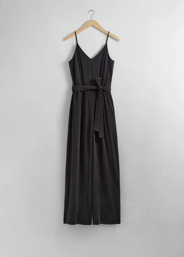 Women Jumpsuits and Other Stories Belted Strappy Jumpsuit Black