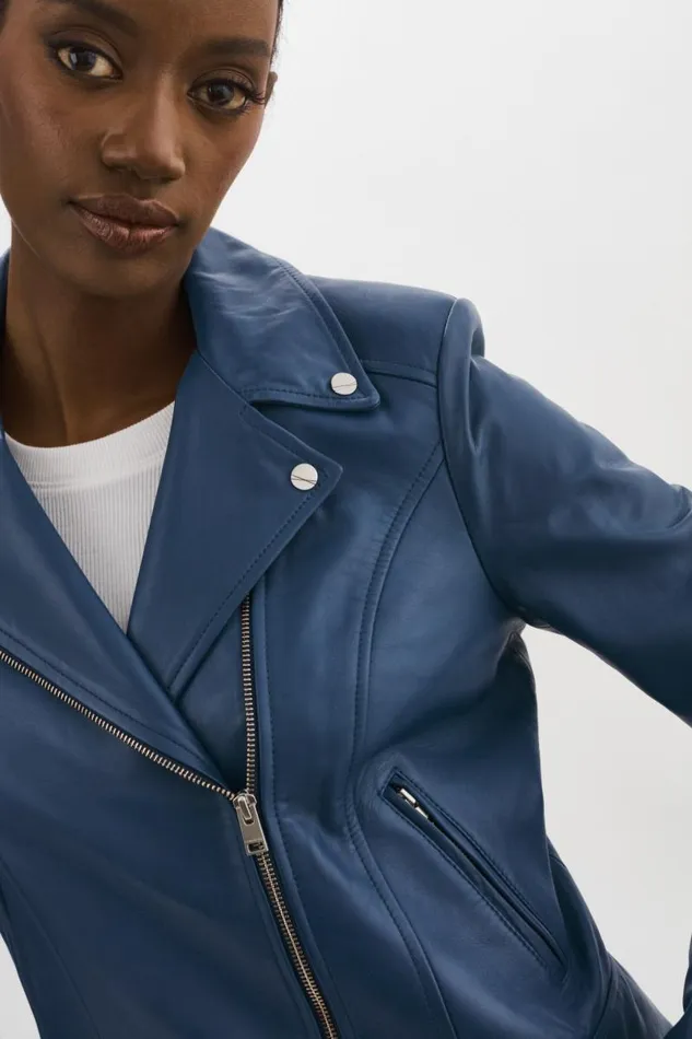Women KELSEY Leather Biker Jacket Midnight Blue LAMARQUE Biker Jackets Women KELSEY Leather Biker Jacket Midnight Blue LAMARQUE Biker Jackets