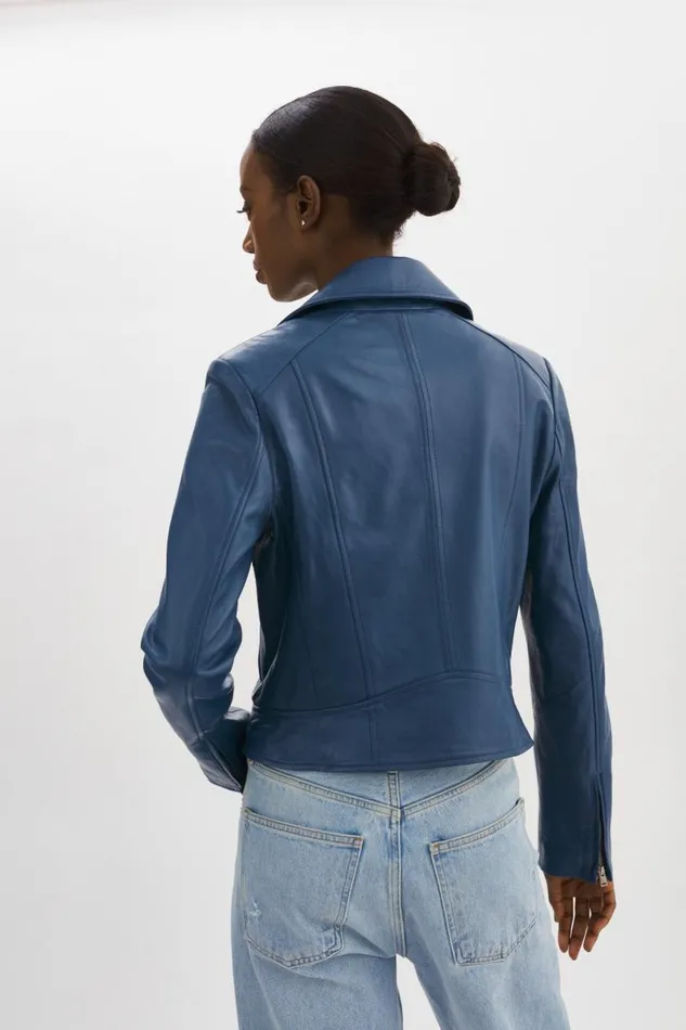 Women KELSEY Leather Biker Jacket Midnight Blue LAMARQUE Biker Jackets Women KELSEY Leather Biker Jacket Midnight Blue LAMARQUE Biker Jackets
