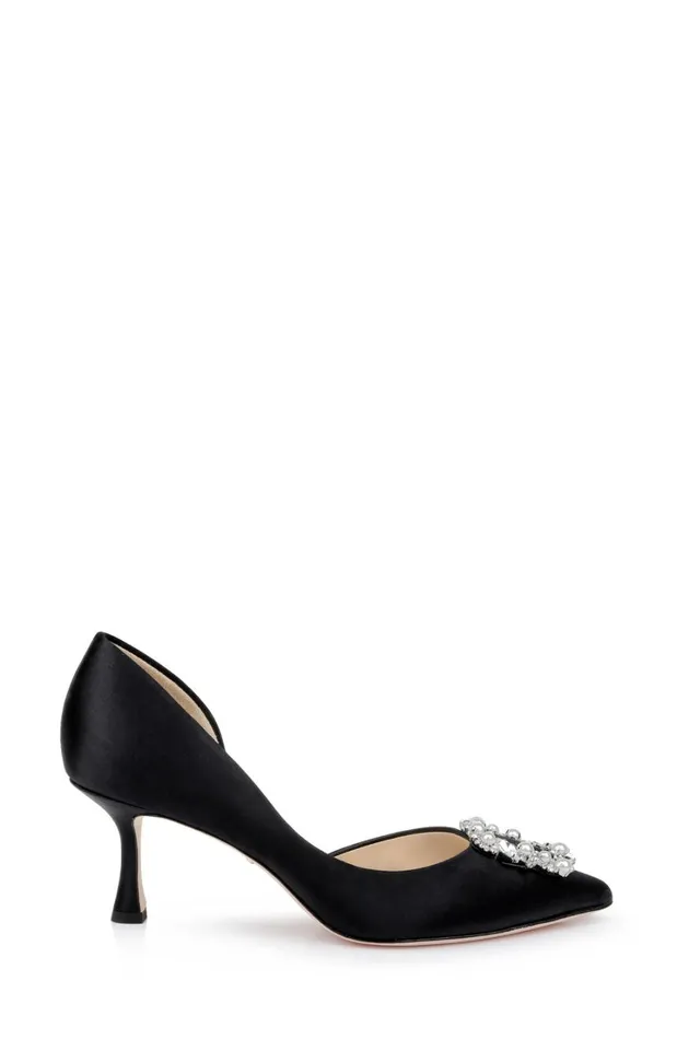 Women Kitten Heel Badgley Mischka Fabia Dorsay With Crystal Buckle Black