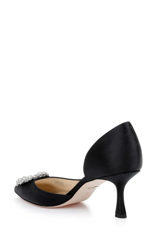 Women Kitten Heel Badgley Mischka Fabia Dorsay With Crystal Buckle Black