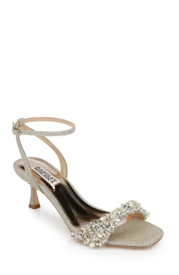 Women Kitten Heel Badgley Mischka Telissa Kitten Heel Sandal Pearl Nude