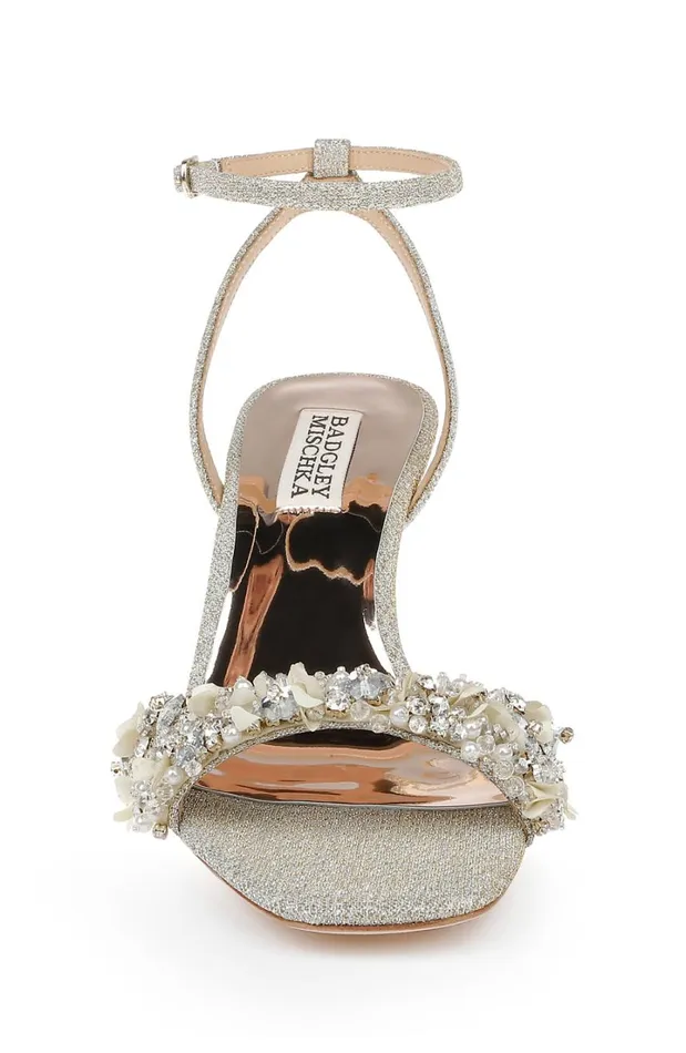 Women Kitten Heel Badgley Mischka Telissa Kitten Heel Sandal Pearl Nude