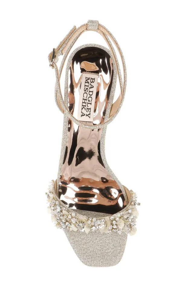 Women Kitten Heel Badgley Mischka Telissa Kitten Heel Sandal Pearl Nude