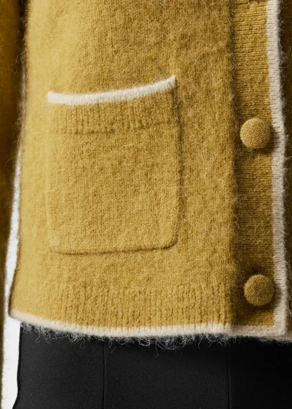 Women Knitwear and Other Stories Boxy CrewNeck Cardigan Oliveandpink