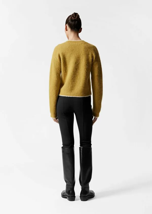 Women Knitwear and Other Stories Boxy CrewNeck Cardigan Oliveandpink