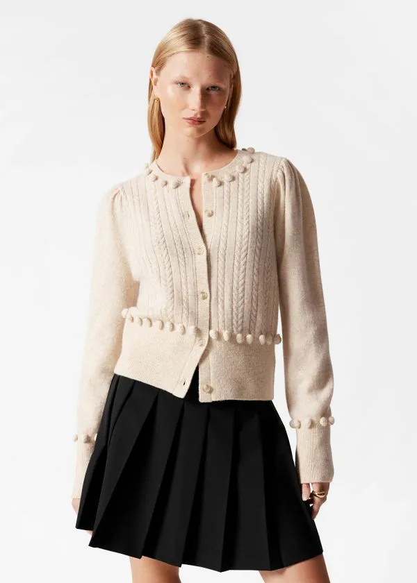 Women Knitwear and Other Stories CableKnit Wool Cardigan Beige