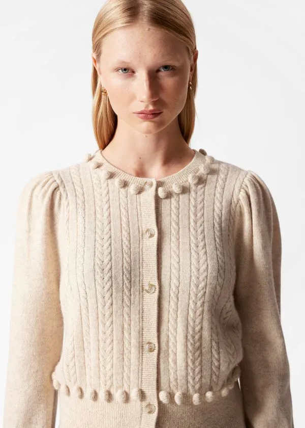 Women Knitwear and Other Stories CableKnit Wool Cardigan Beige