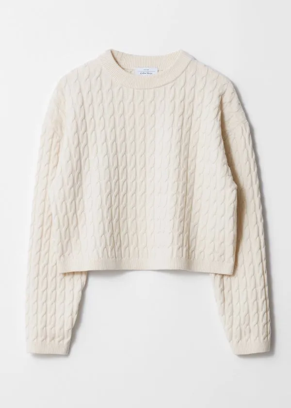Women Knitwear and Other Stories CableKnit Wool Jumper Ivory