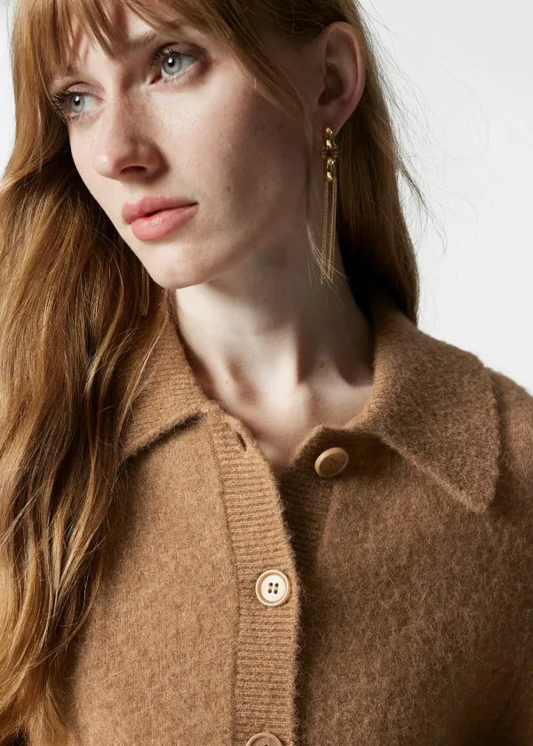 Women Knitwear and Other Stories Collared Knit Cardigan Brown