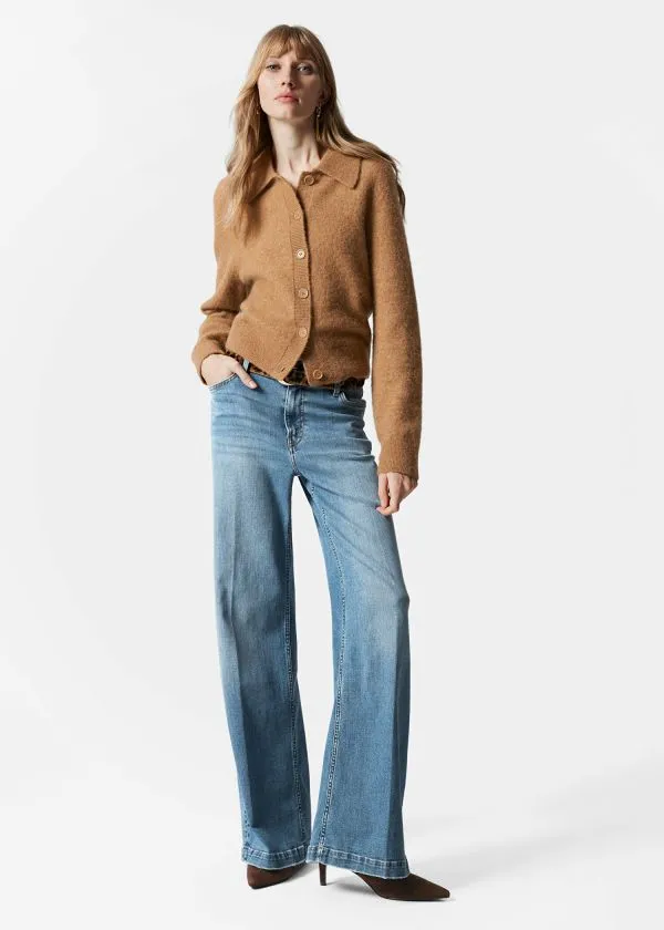 Women Knitwear and Other Stories Collared Knit Cardigan Brown