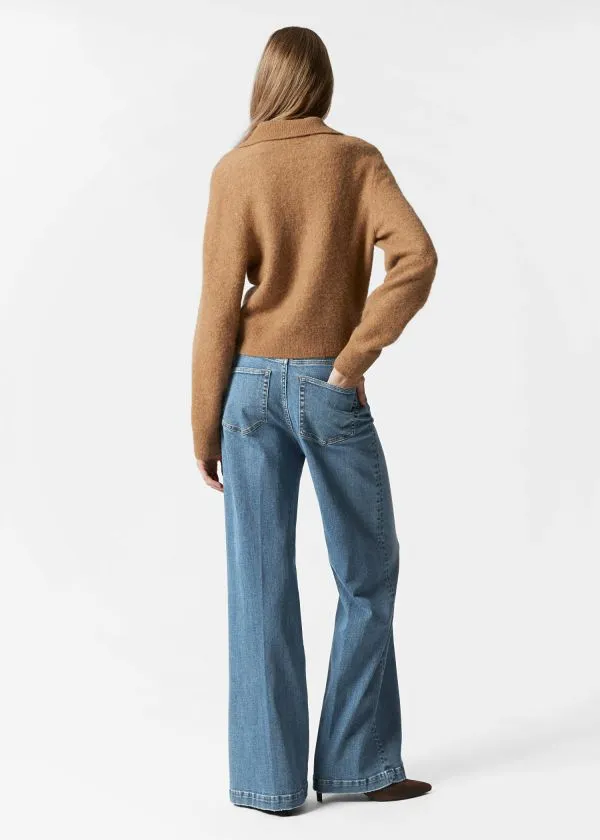 Women Knitwear and Other Stories Collared Knit Cardigan Brown