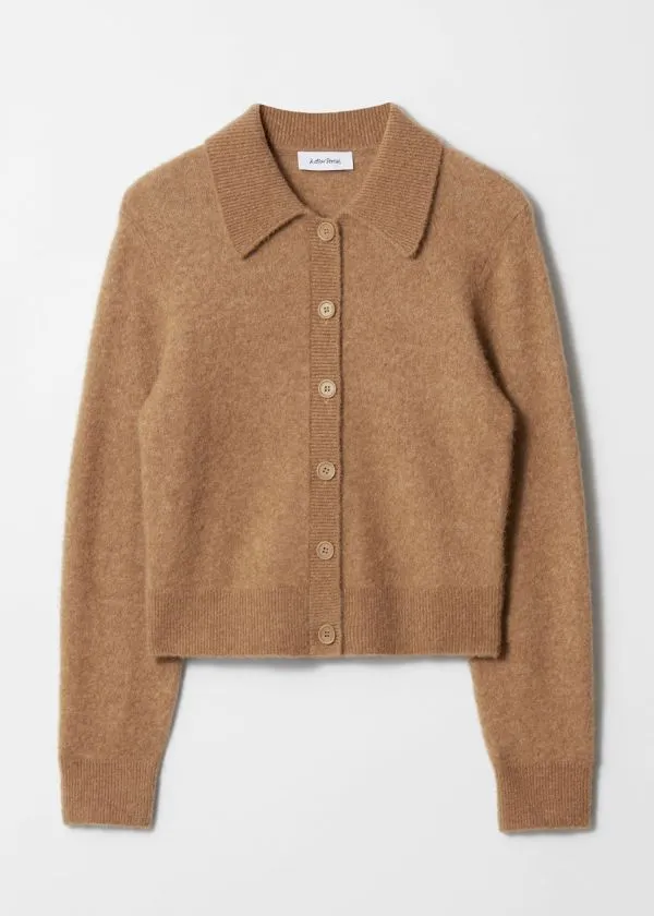 Women Knitwear and Other Stories Collared Knit Cardigan Brown