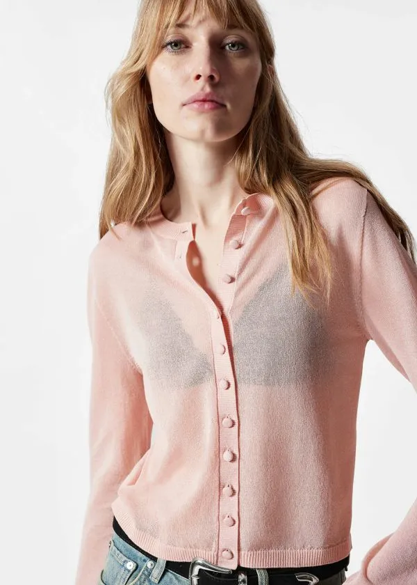 Women Knitwear and Other Stories Fine Knitted Cardigan Pink
