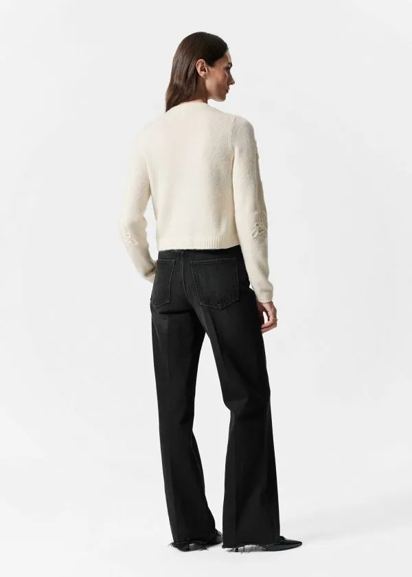 Women Knitwear and Other Stories FloralAppliqu Knit Cardigan Ivory