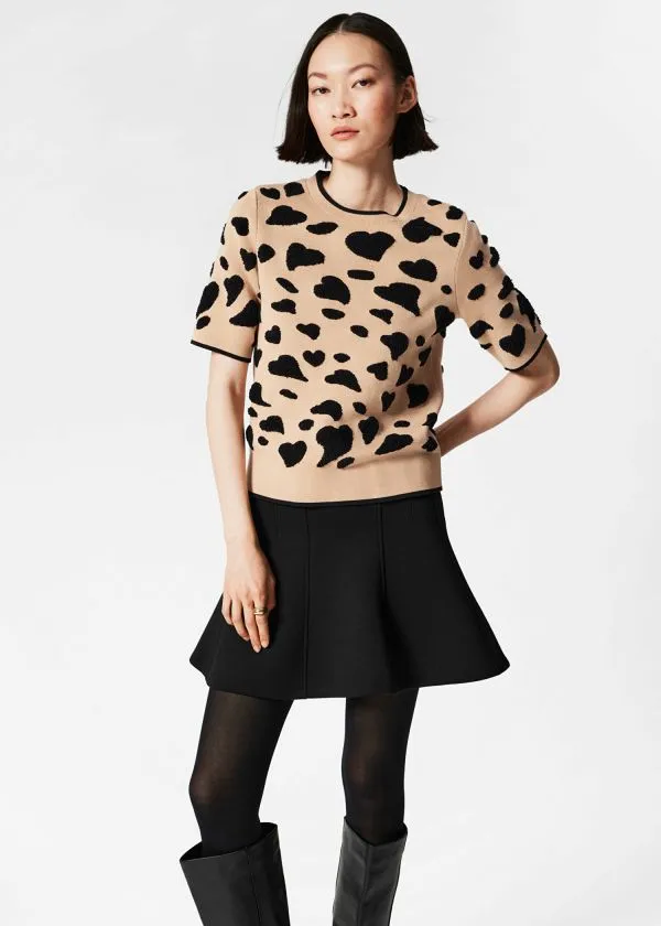 Women Knitwear and Other Stories Jacquard Knit Top Beige and Black