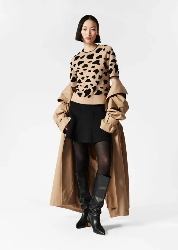 Women Knitwear and Other Stories Jacquard Knit Top Beige and Black