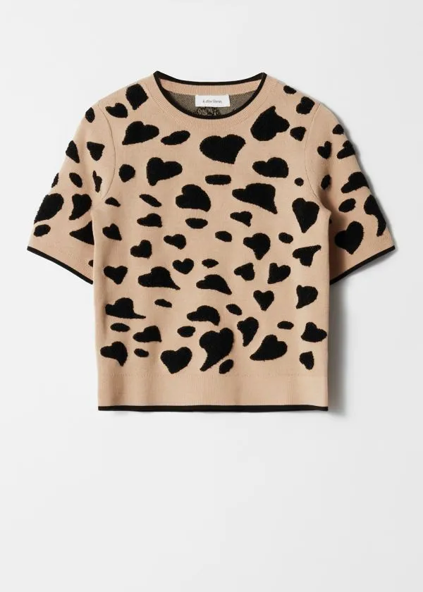 Women Knitwear and Other Stories Jacquard Knit Top Beige and Black