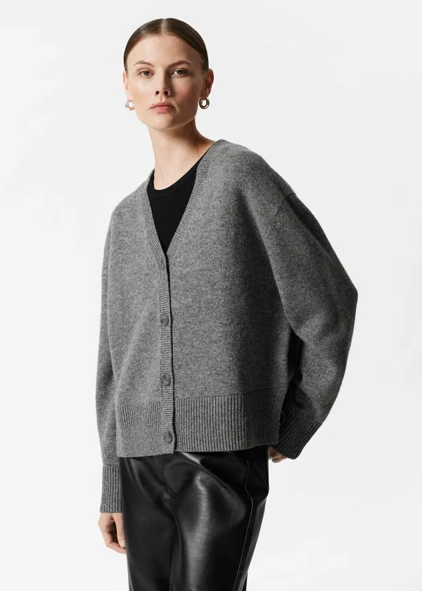 Women Knitwear and Other Stories Oversized Merino Knit Cardigan Grey