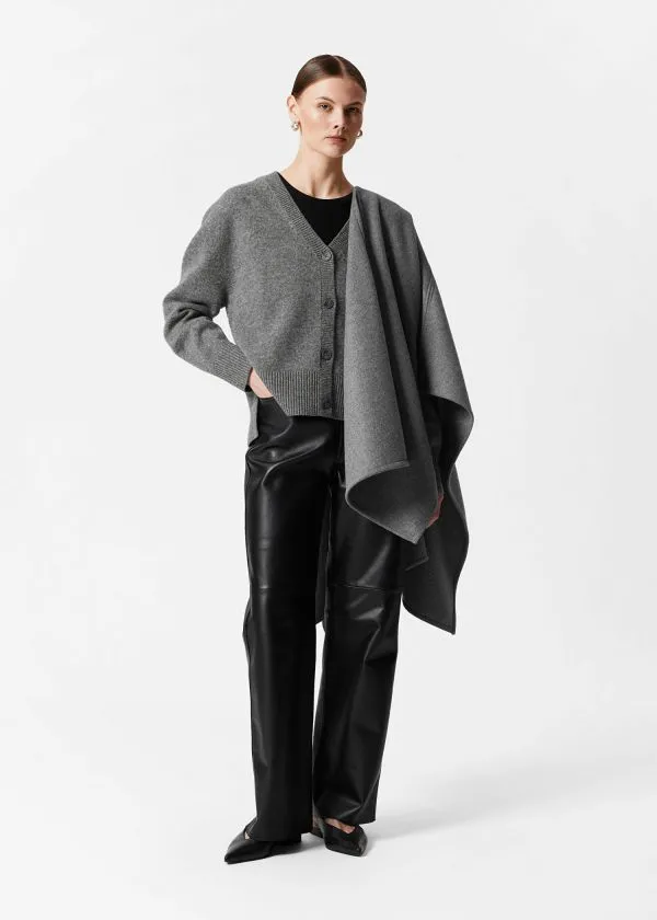 Women Knitwear and Other Stories Oversized Merino Knit Cardigan Grey