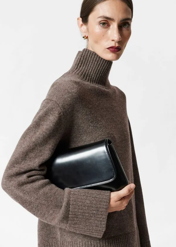 Women Knitwear and Other Stories Oversized Turtleneck Wool Jumper Dark Mole