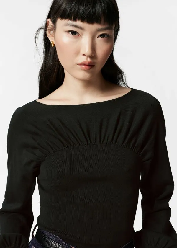 Women Knitwear and Other Stories Ruched Sweater Black