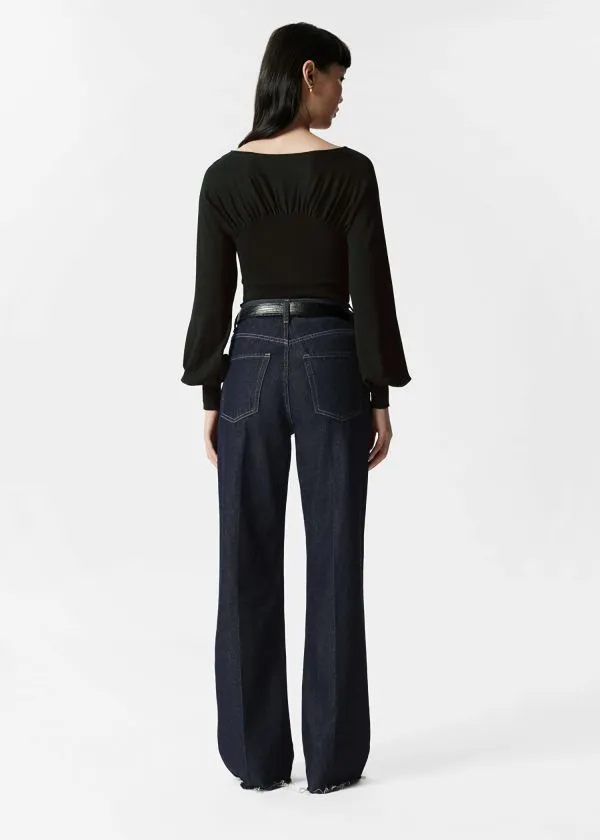 Women Knitwear and Other Stories Ruched Sweater Black