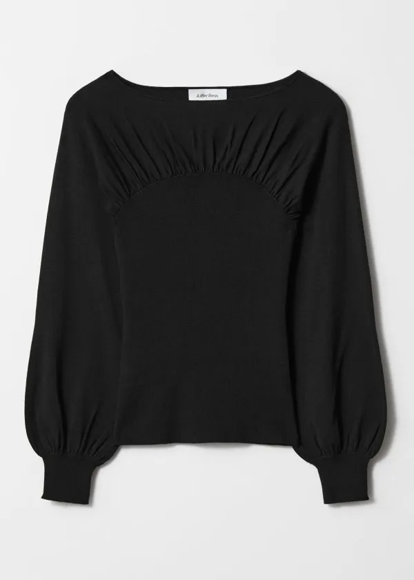 Women Knitwear and Other Stories Ruched Sweater Black