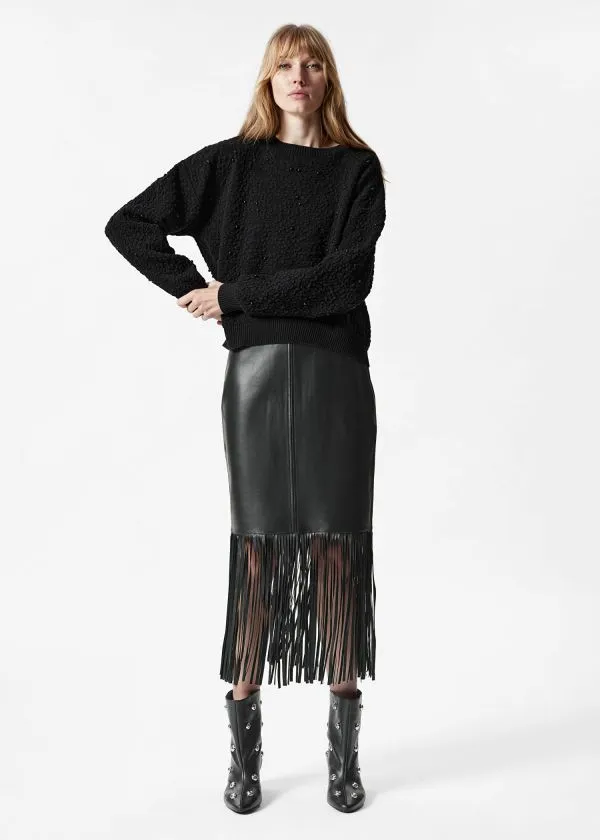Women Knitwear and Other Stories TexturedJacquard Knit Jumper Black