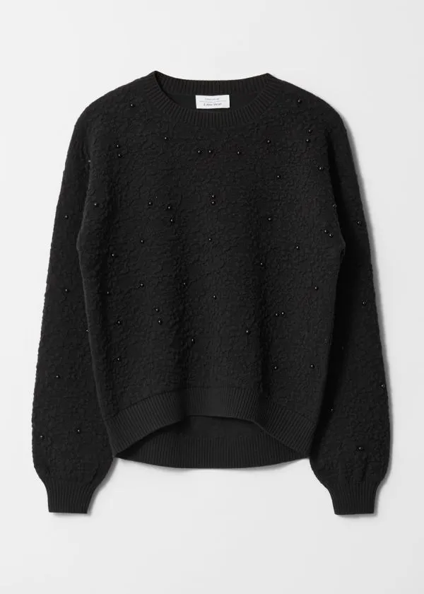 Women Knitwear and Other Stories TexturedJacquard Knit Jumper Black